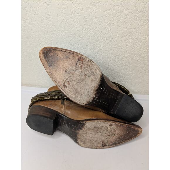 Freebird by Steven Evil Brown Leather Ankle Boot Bronze Hardwear Womens Size 9 - Picture 7 of 10